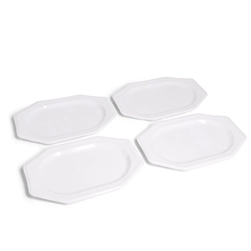 Plateau de présentation ovale x4 en carton blanc 25x34cm