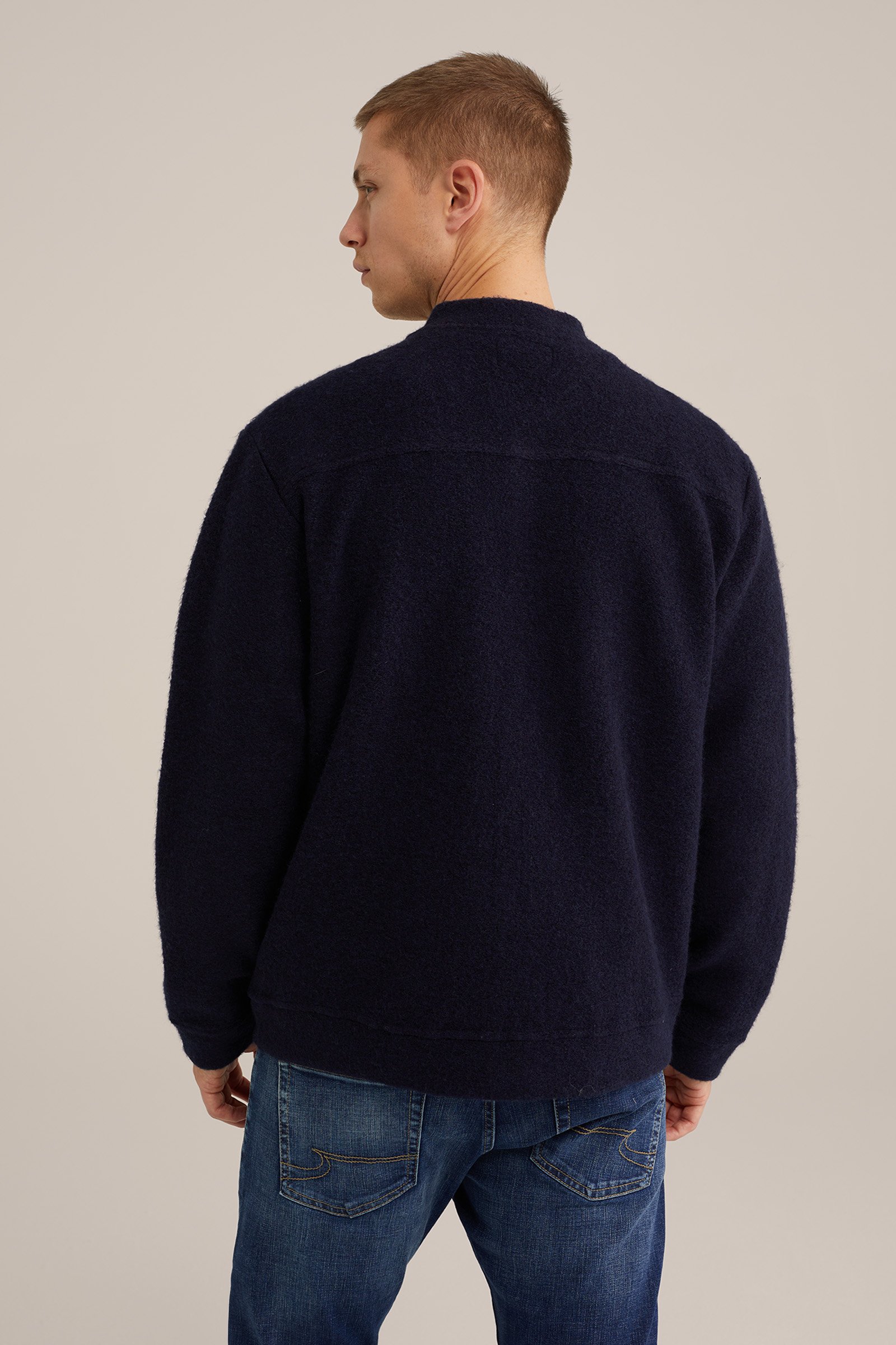 vest van wolmix WE Fashion Donkerblauw