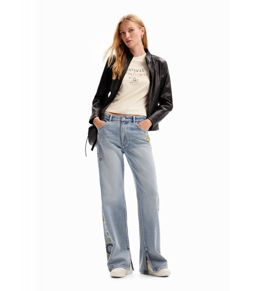 Jaqueta de couro Desigual Slim Biker, preta