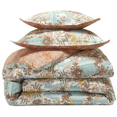 Linge de lit percale motif kiosque et feuillage - BECQUET CRÉATION