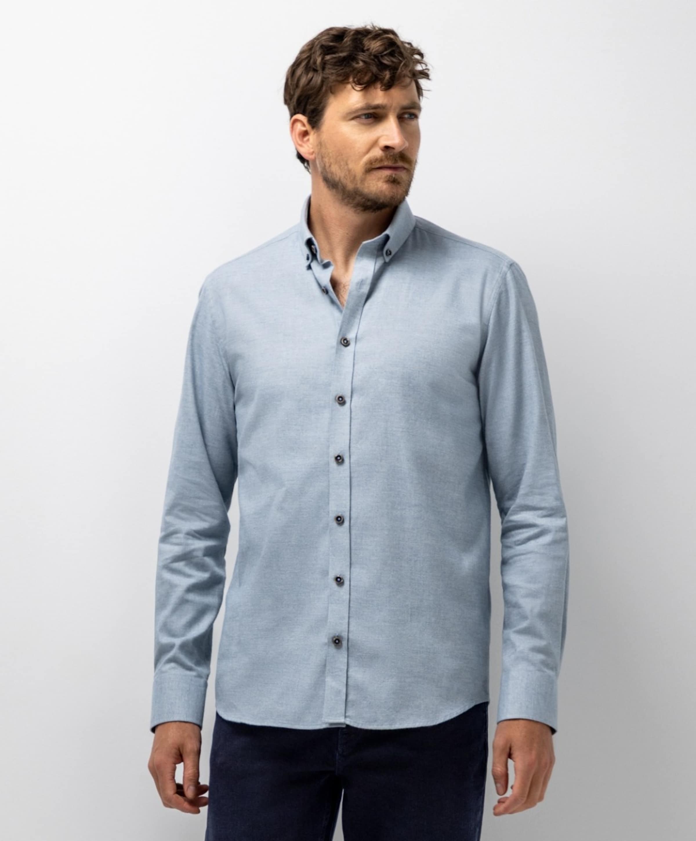 State of Art Heren overhemd lange mouw blauw