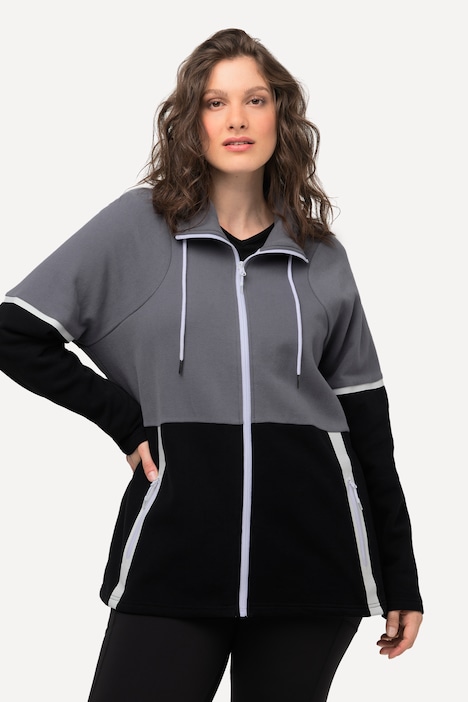 Sweatjacke, zweifarbig, Stehkragen, Reißverschlusstaschen