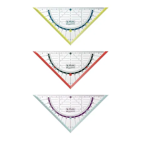 Herlitz Geometriedreieck my.pen 16 cm, 3 Stück in verschiedenen Farben