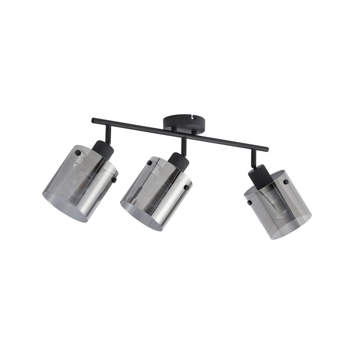 Design plafondspot zwart met smoke glas 3-lichts - Domo
