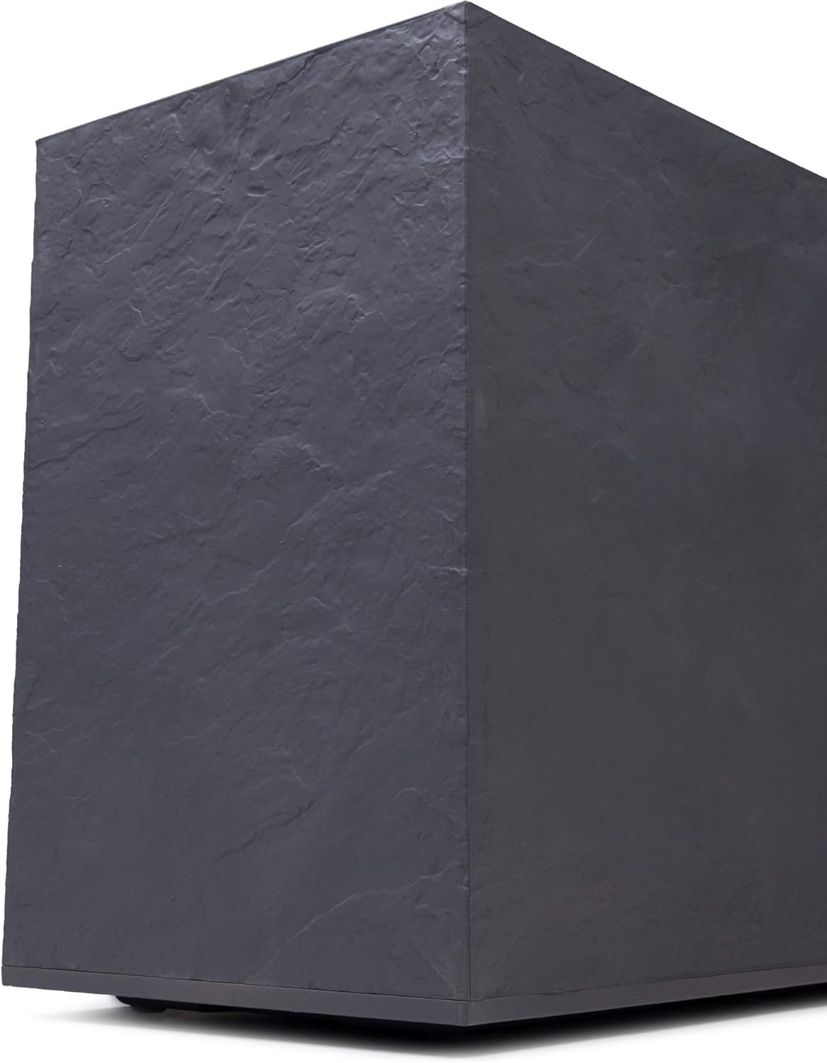 Ondis24 Pflanzkübel Blumenkübel Blumentopf Vulkan Pierre 100cm, 116 Liter, Schiefer Optik mit Wasserspeicher, Winterfest (Anthrazit)
