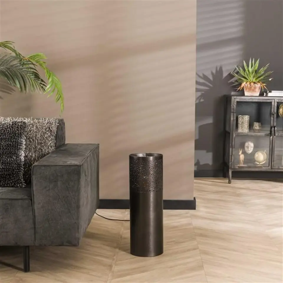 Industriële vloerlamp Eleanor metaal 60 cm zwart - Nikkel - Zwart