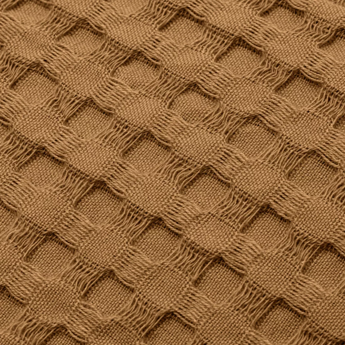 Couvre-lit coton nid d'abeille (180 x 220 cm) Maya Camel