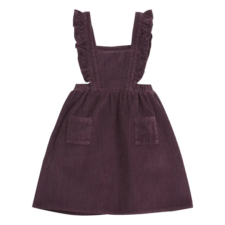 Emile et Ida Robe Tablier Velours Côtelé | Aubergine