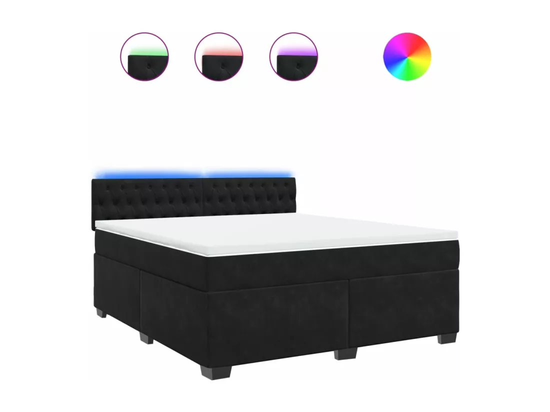 Sommier à lattes de lit avec matelas Noir 180x200 cm Velours
