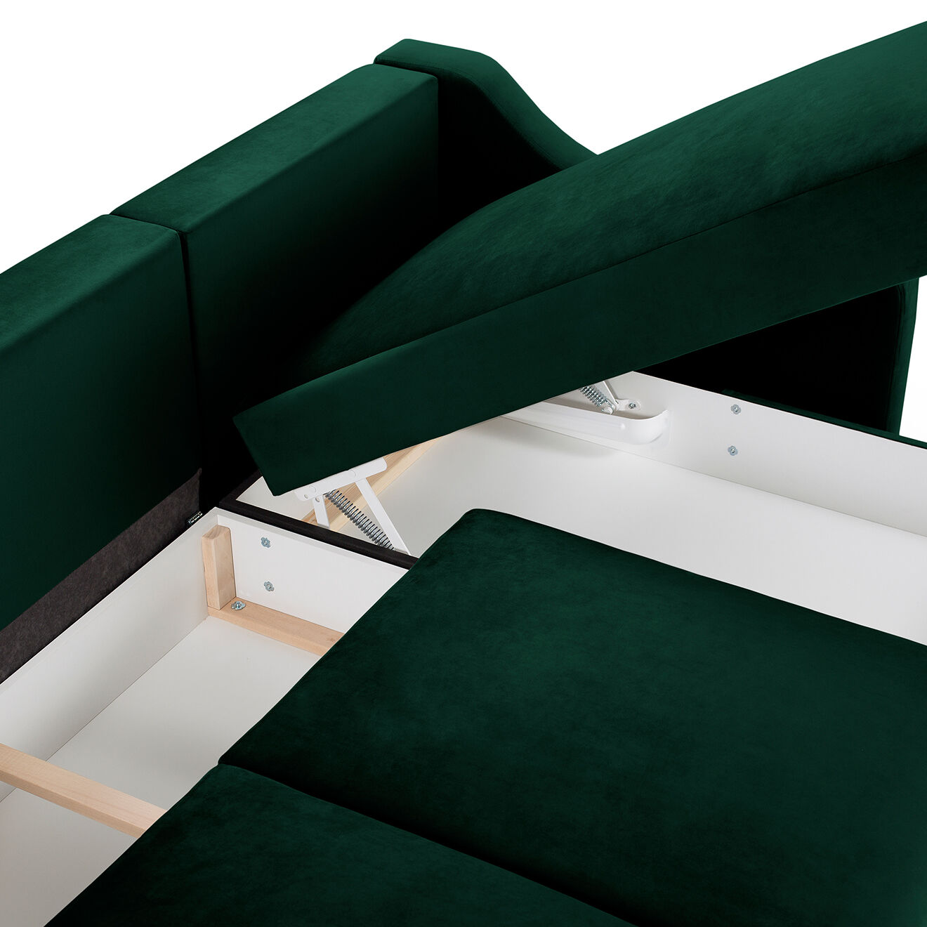 Mazzini Sofas Canapé d'angle Réversible Convertible avec Coffre en Velours Freesia vert bouteille - 220x150x90 cm