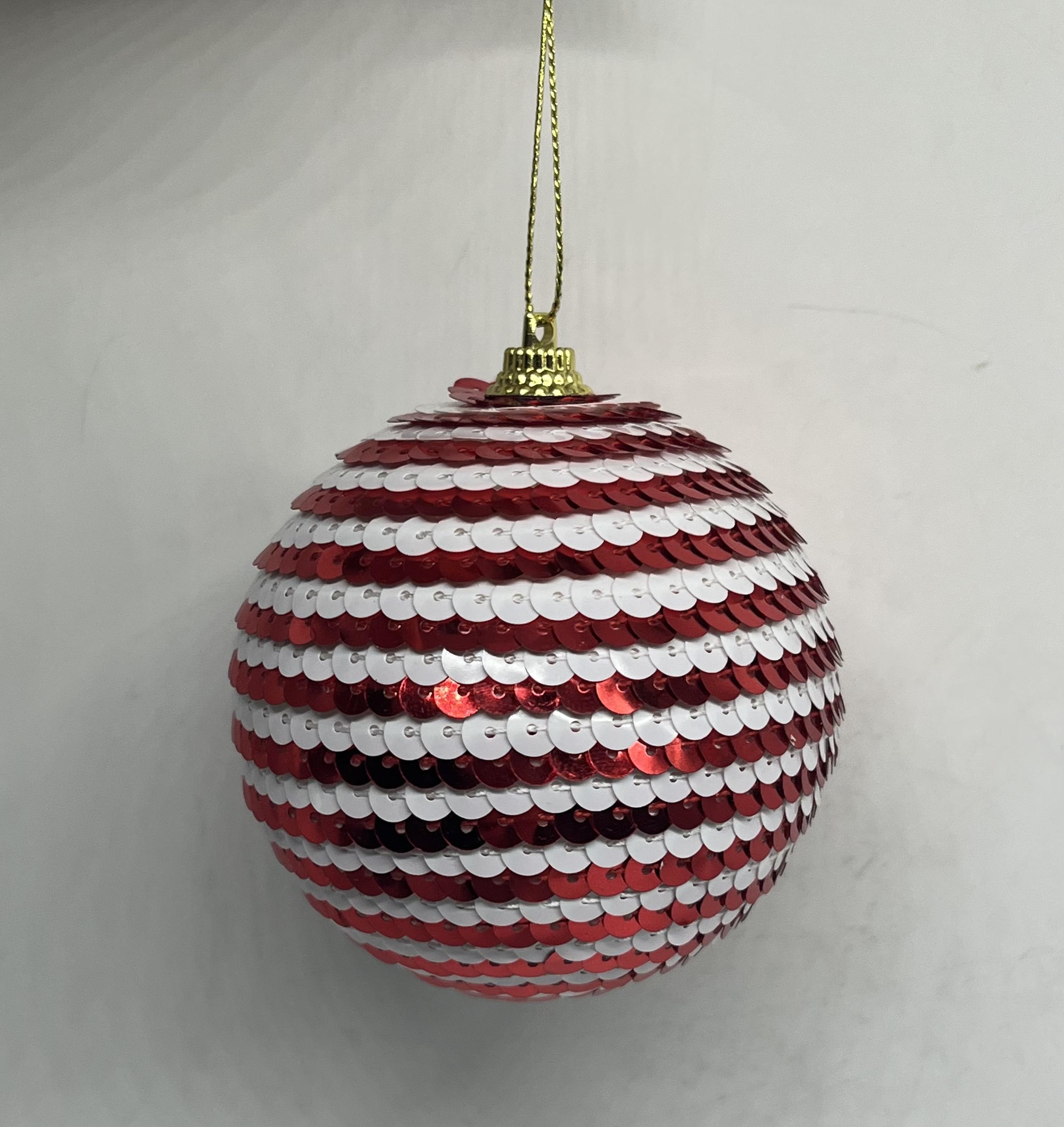 BOULE NOEL D.6.5CM ROUGE ET BLANC