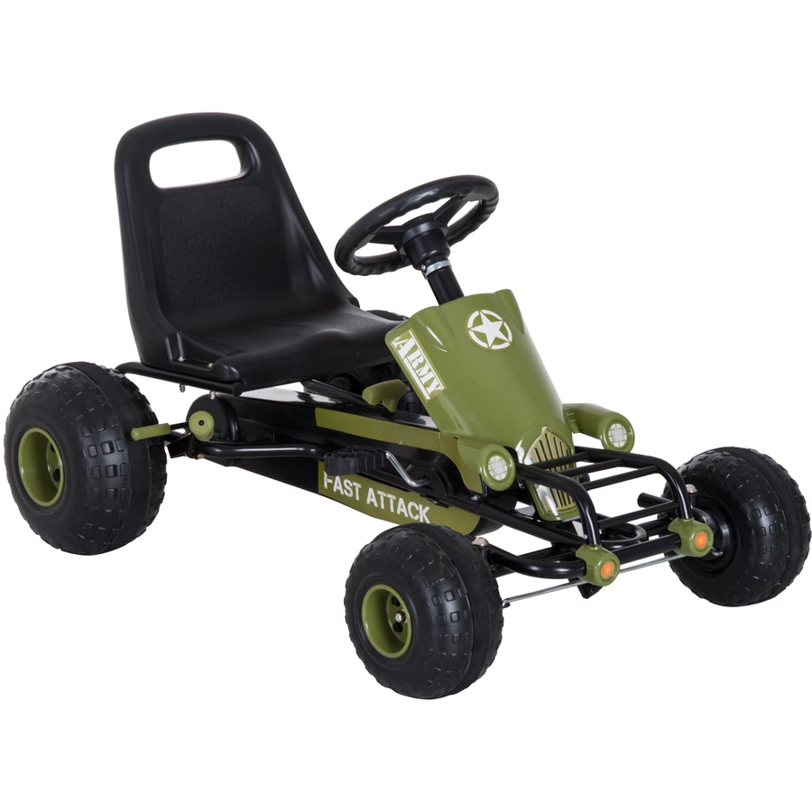 HOMCOM Kinder Tretauto mit Handbremse grün