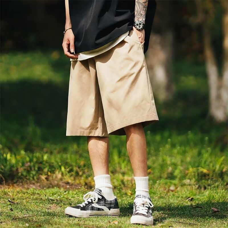 Urtishia - Hoge taille, effen, wijde pijpen shorts