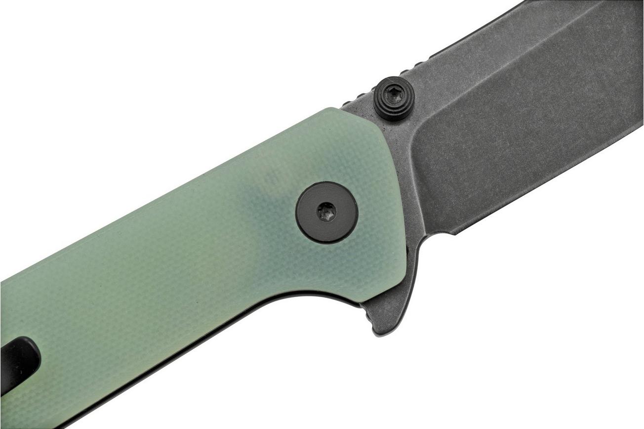 QSP Grebe QS147-D2, 14C28N zwart Clippoint Jade G10, zakmes