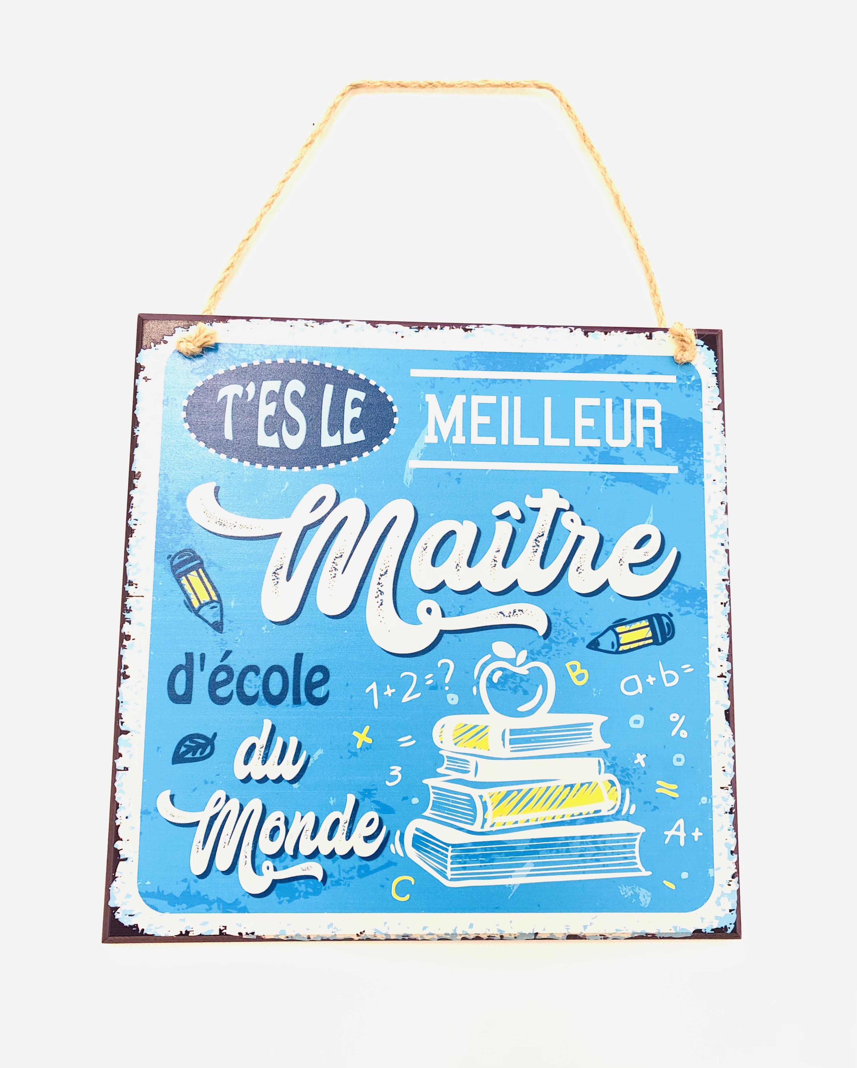 PLAQUE RETRO MAITRESSE OU MAITRE 22X22CM