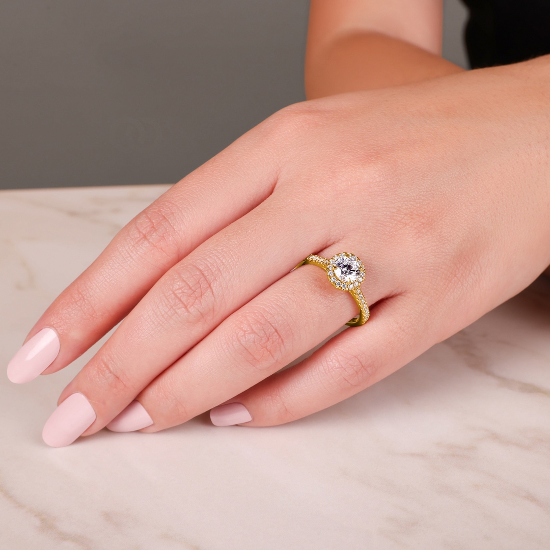Halo Diamantring 750/18 K Gelbgold 0.99 ct G/si