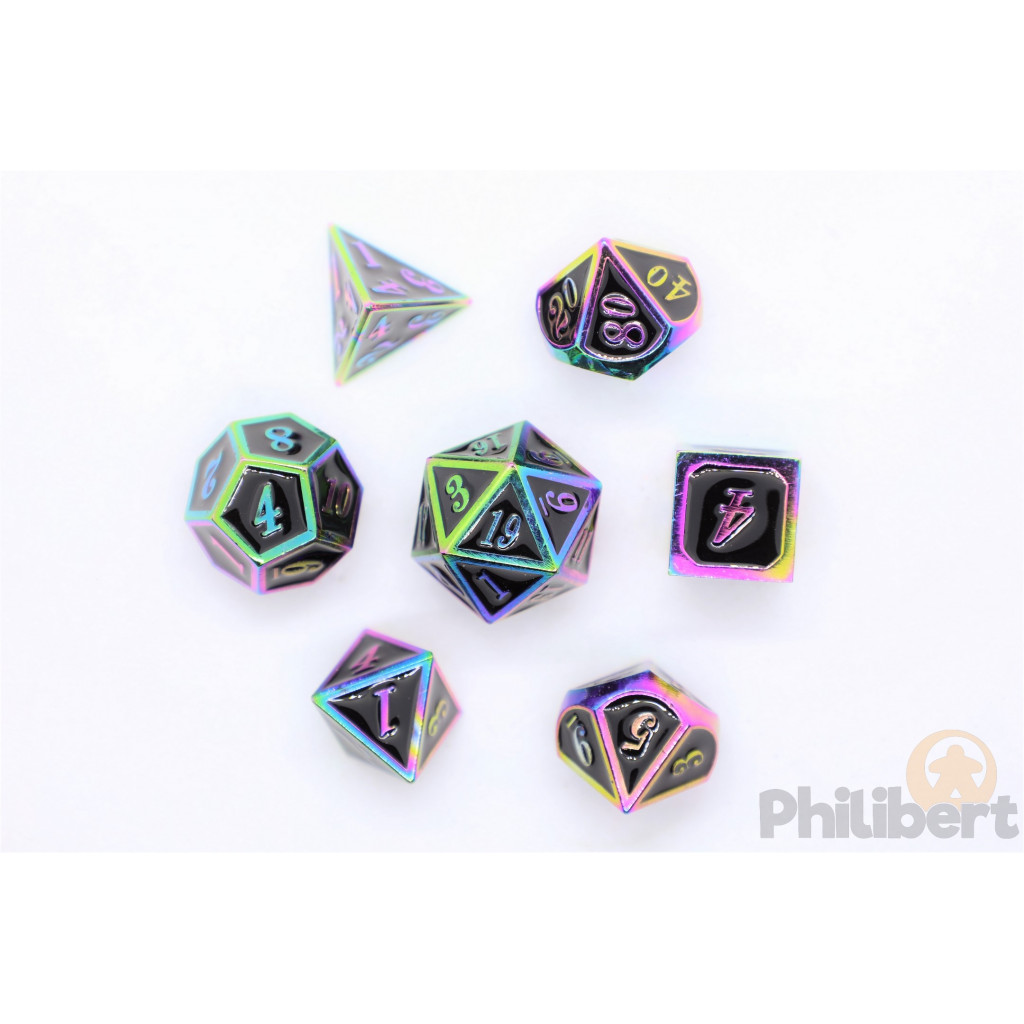 Set de 7 Dés JDR métalliques - Iridescence