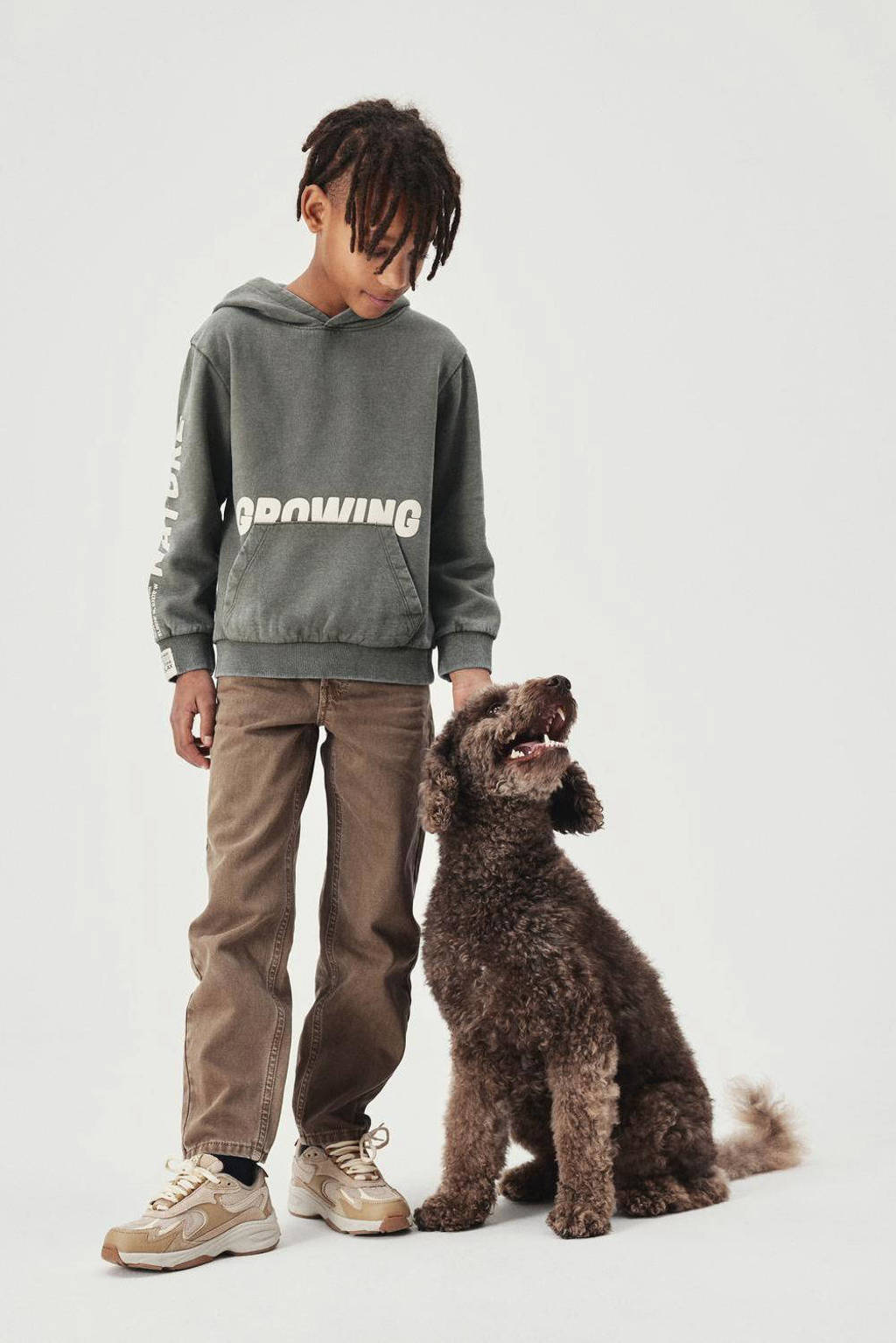 NAME IT hoodie NKMOSIVAS met tekst donkergroen