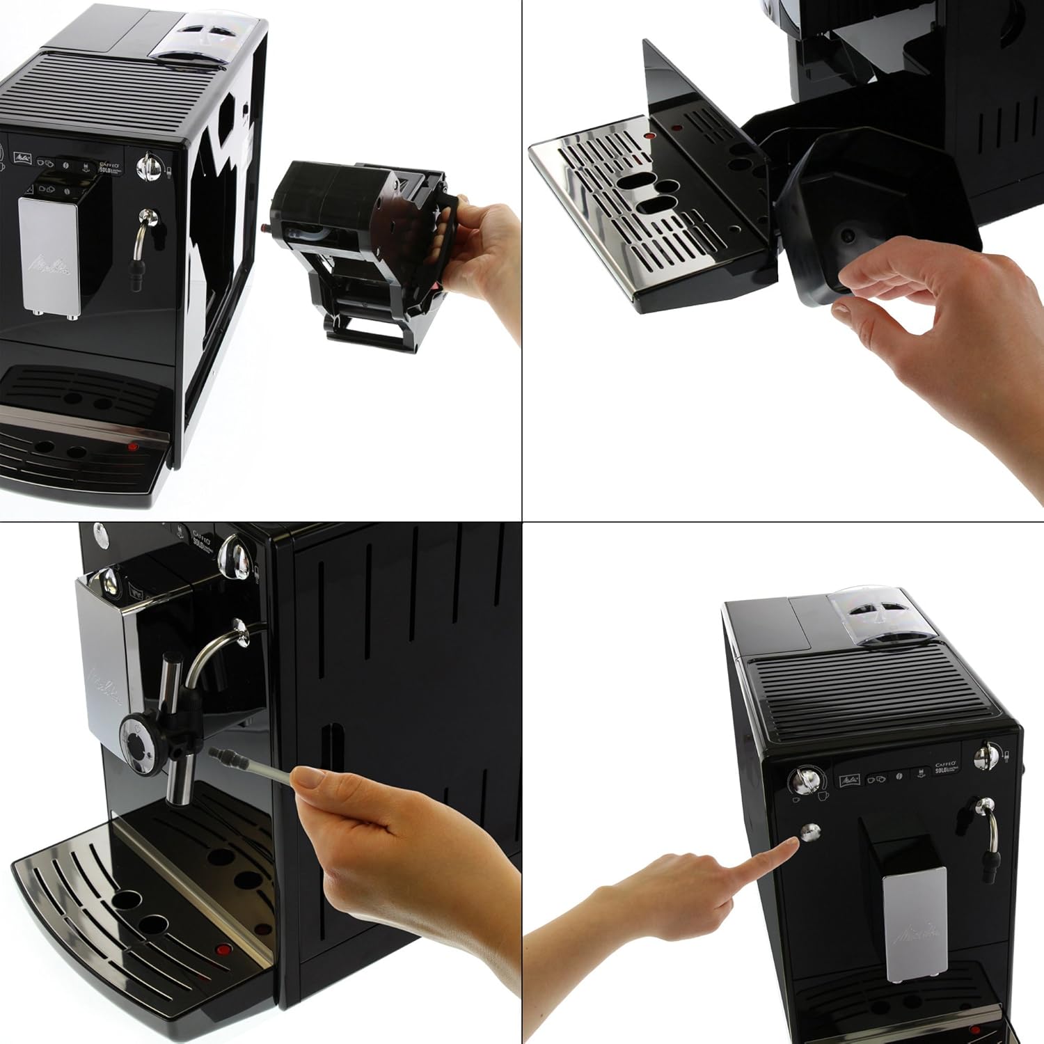 Melitta Caffeo Solo & Perfect Milk - Kaffeevollautomat - mit Milchsystem - Milchaufschäumer - 3 stufig einstellbare Kaffeestärke - Schwarz (E957-201)