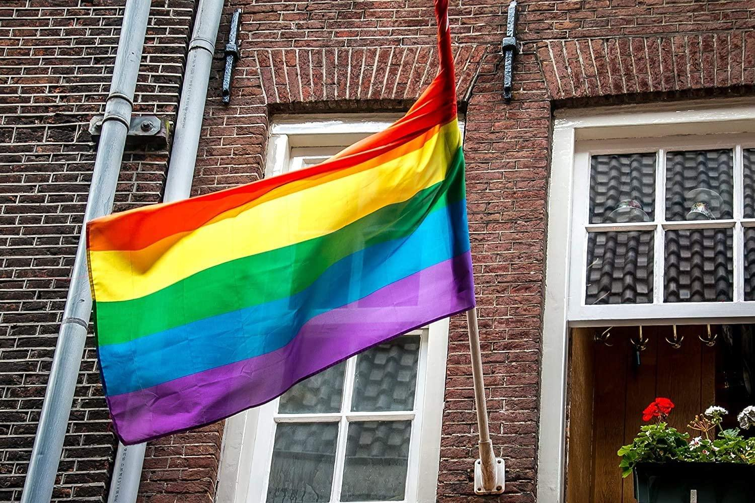 (90x150cm) Regenbogen Flagge Deko Pride Banner Peace Fahne mit Ösen - Bunt