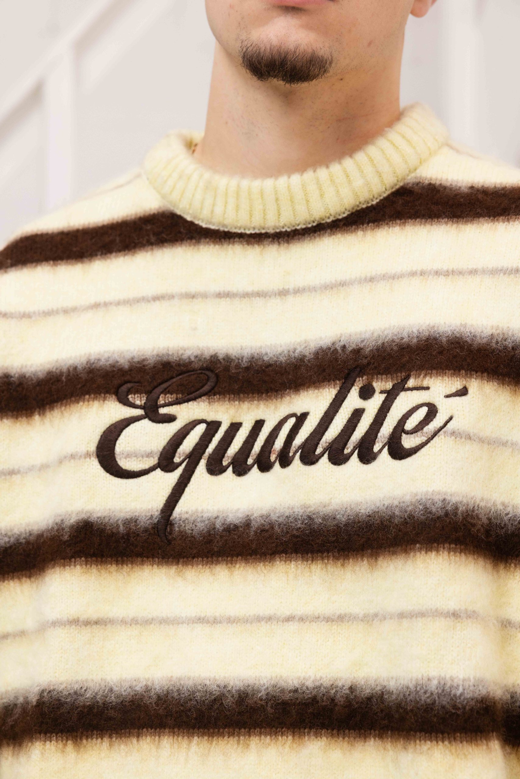 Equalité Stripe Knit Sweater Heren Geel/Bruin