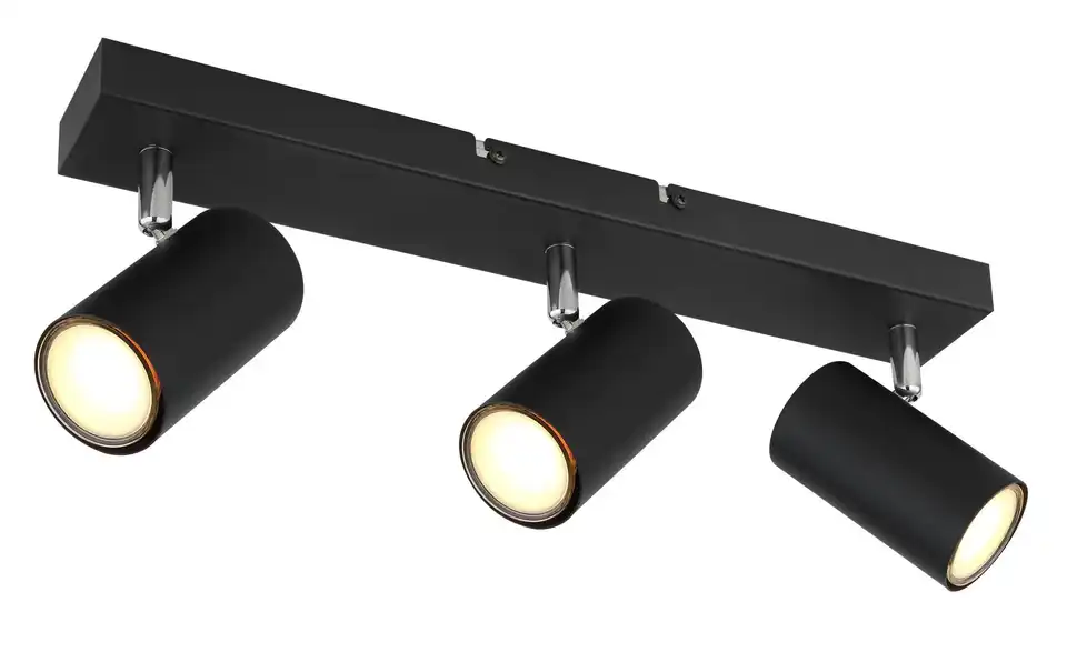 Deckenstrahler 12 cm 6 cm 3-flammig 41 cm Schwarz, matt, verchromt