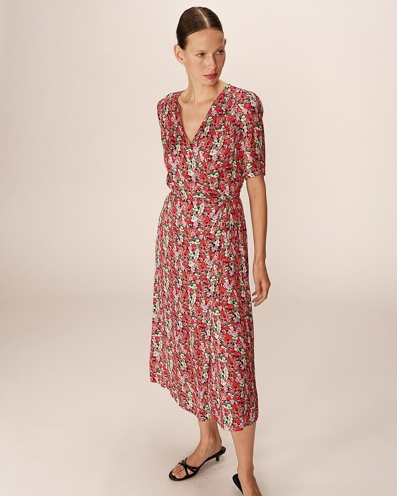 GRACE & MILA<br>Vestido longo envelope, estampa floral, PERLINE