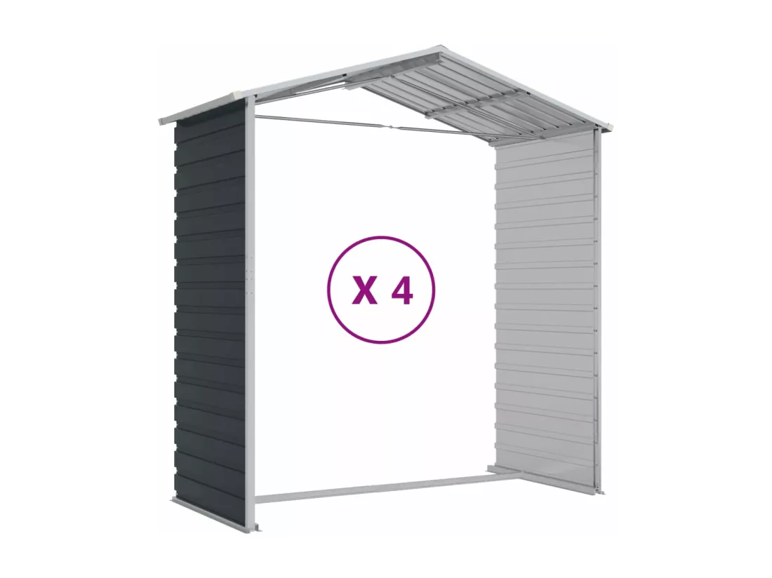 Abri de jardin anthracite 191x385x198 acier galvanisé