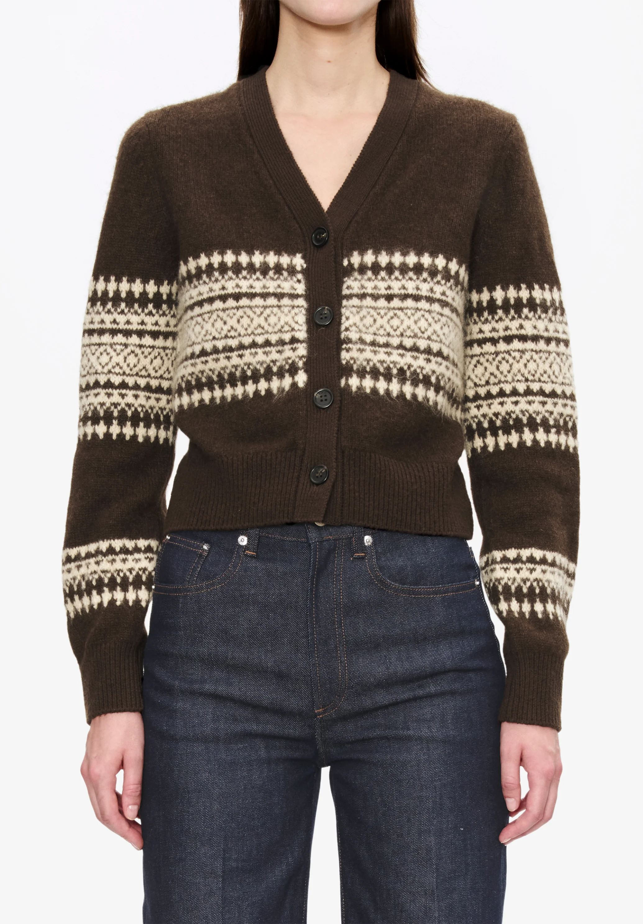 Cardigan à motif jacquard - Marron fonce chine