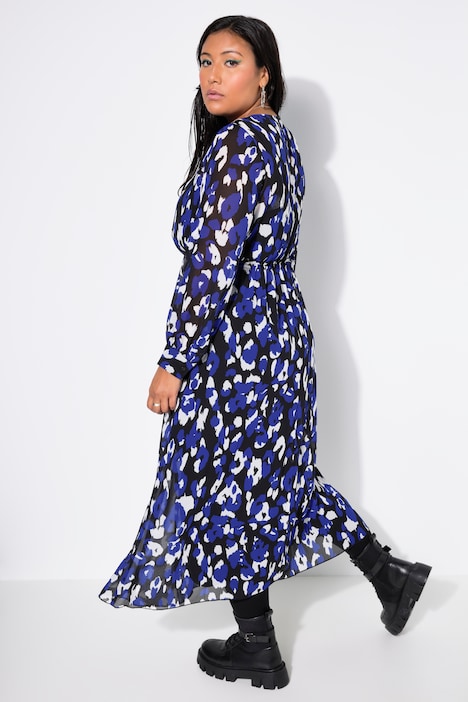 Maxikleid, A-Line, Color-Leo, Langarm