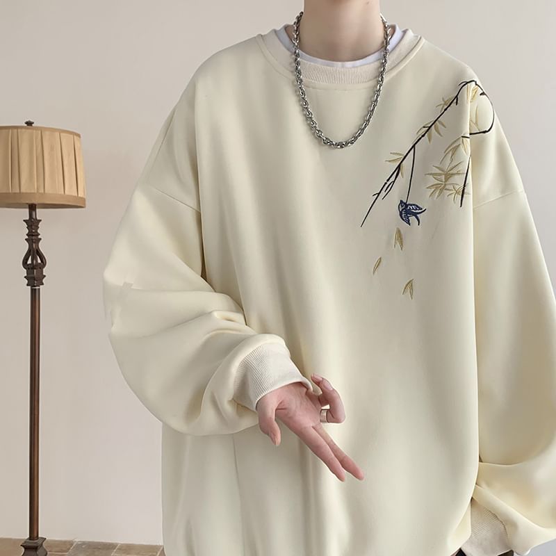 YERGO - Sweatshirt met ronde hals en borduursel