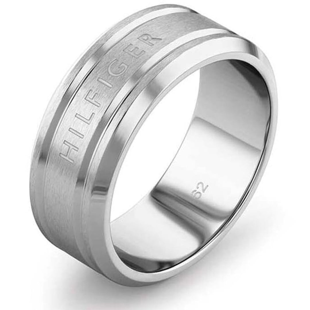 Tommy Hilfiger Herrenring Iconig Stripes Silbrig