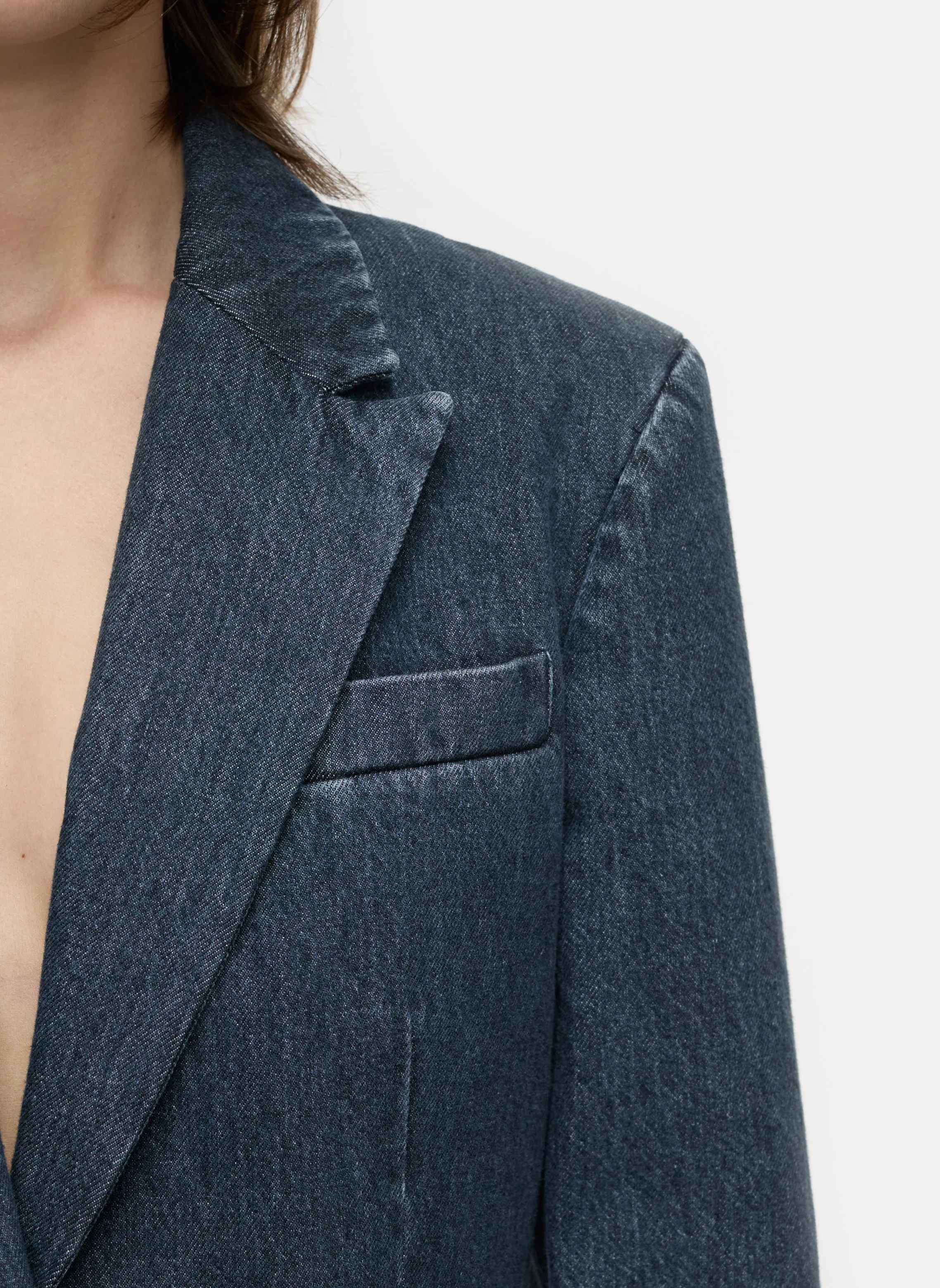 Blazer cintré en denim de coton | Bleu