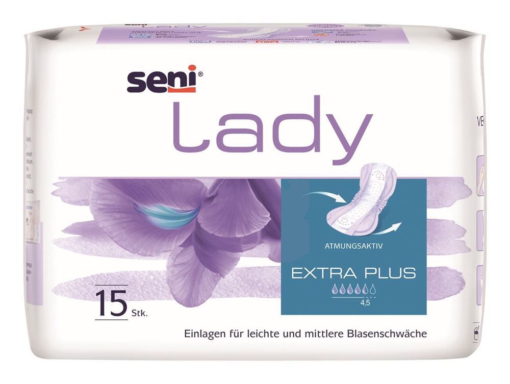 Seni Lady Extra Plus Einlage<br>15 Stück, atmungsaktive anatomische 15x33cm 4.5 Tropfen