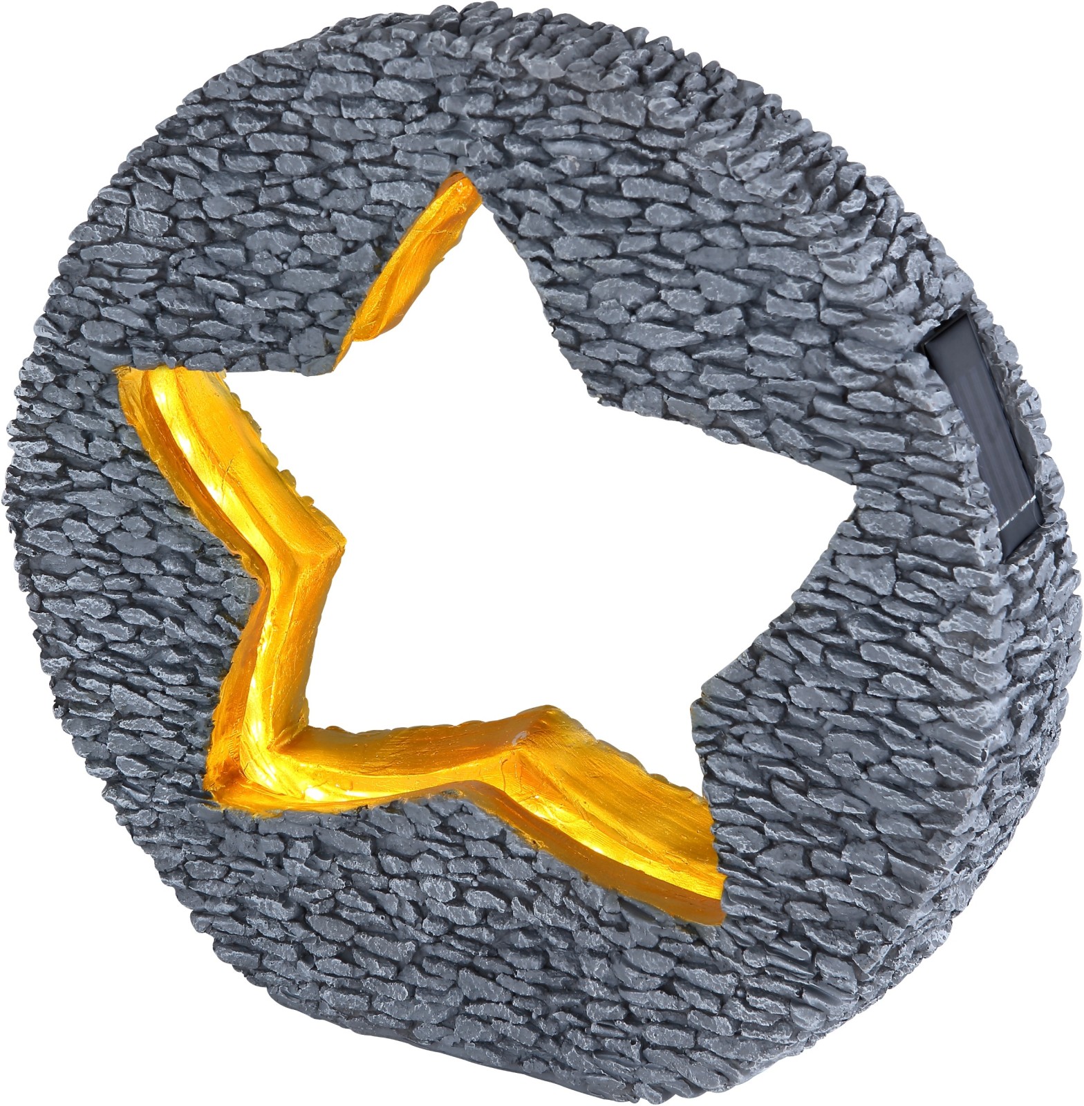 Solarleuchte Stern - steingrau-goldfarben - rund