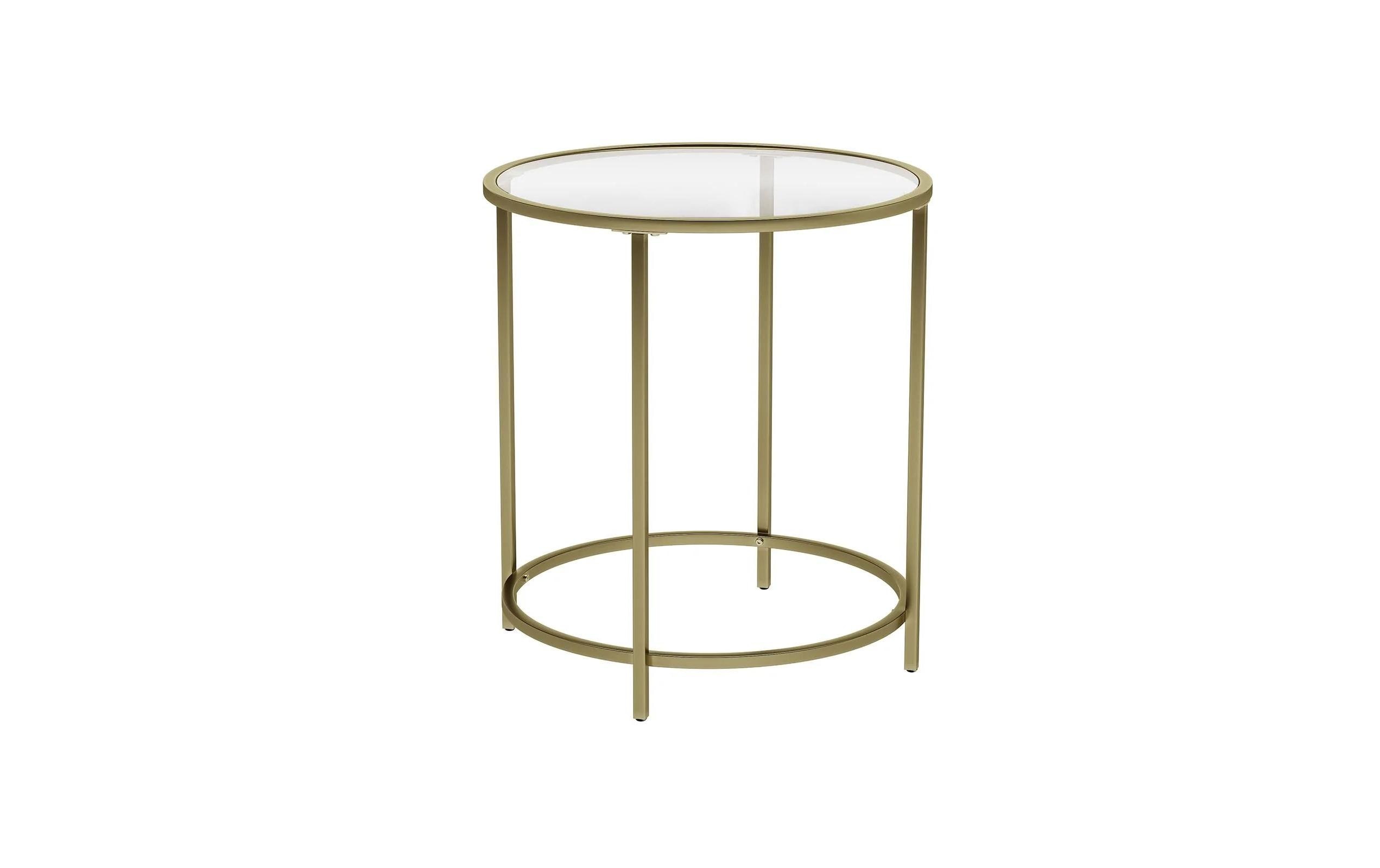 Beistelltisch rund 50 x 55 cm, GoldCouchtisch mit Metallgestell