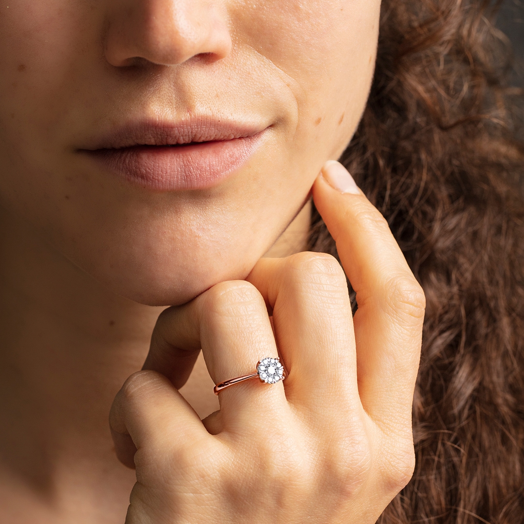 Verlobungsring 750/18 K Roségold mit Diamanten 0.40 ct H/si by CHRISTIAN