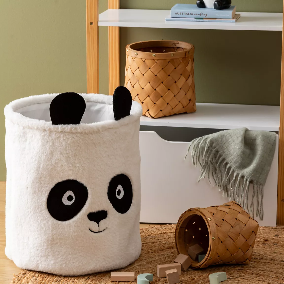Panier à jouets enfant (35x 40 cm) Panda Blanc