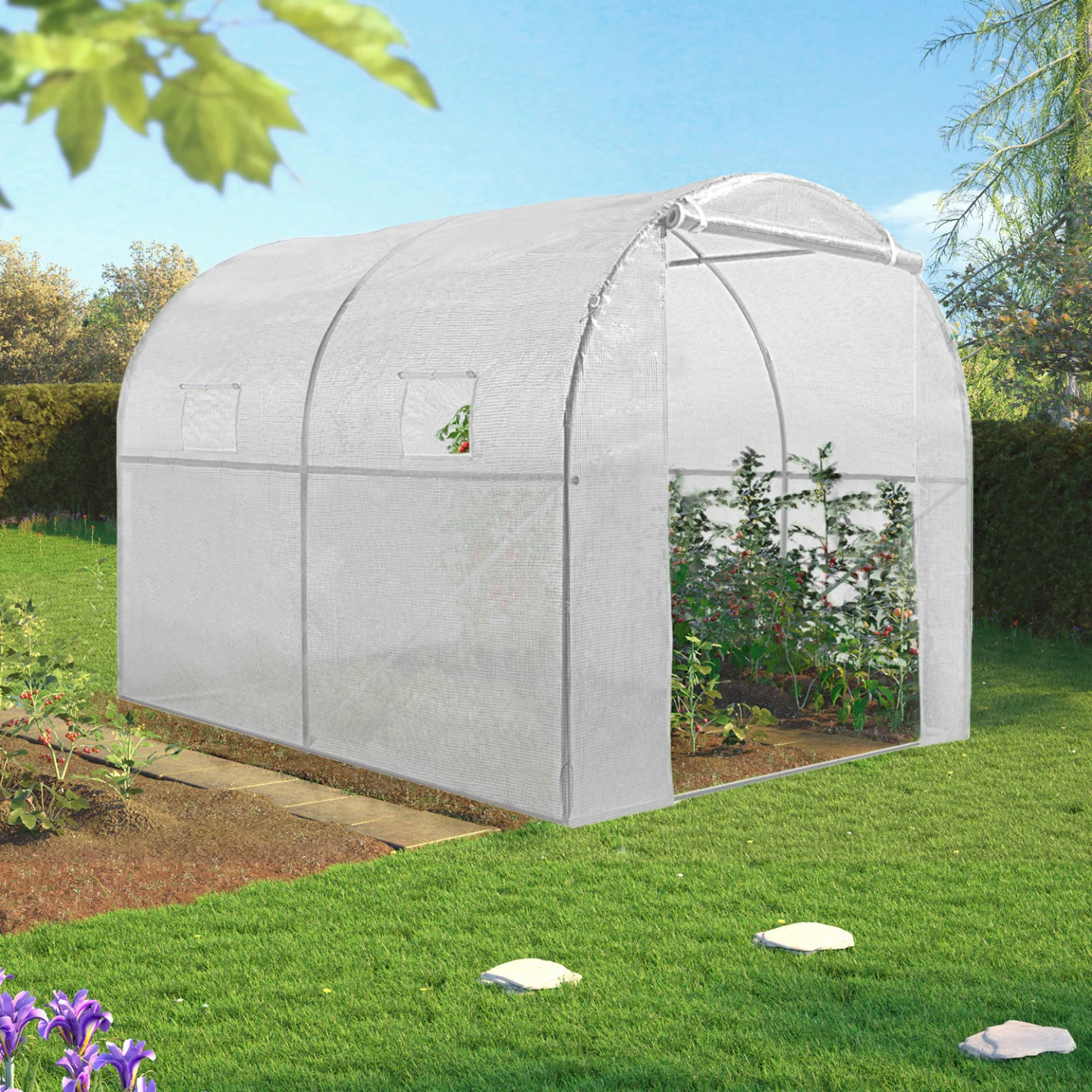 Serre tunnel de jardin 4 saisons 6M² blanche gamme maraîchère ROMA 2x3M