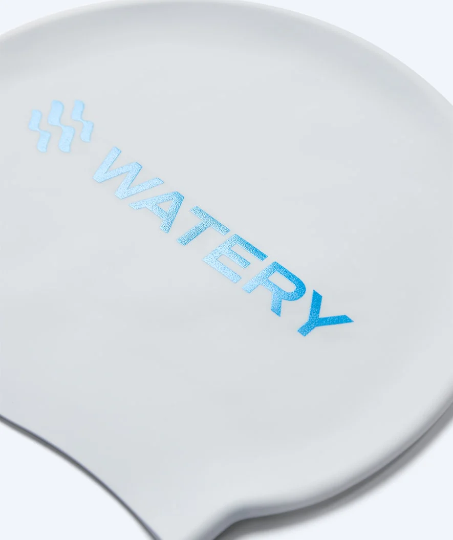 Watery badehætte - Signature Metallic - Hvid/blå