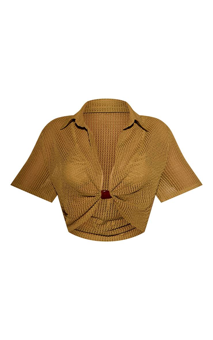 Chocolat Jupe De Plage Texturée Olive Avec Ornement De Perles