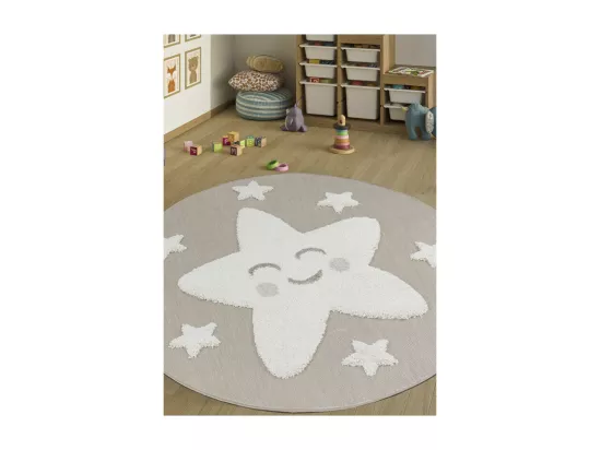 Tapis enfant étoile beige - LUNA Kids 09 Taupe 160*160