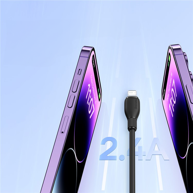 (2m) 2.4A USB A auf Lightning Ladekabel Datenkabel - Schwarz