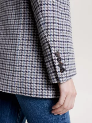 Blazer xadrez oversized de abotoamento simples