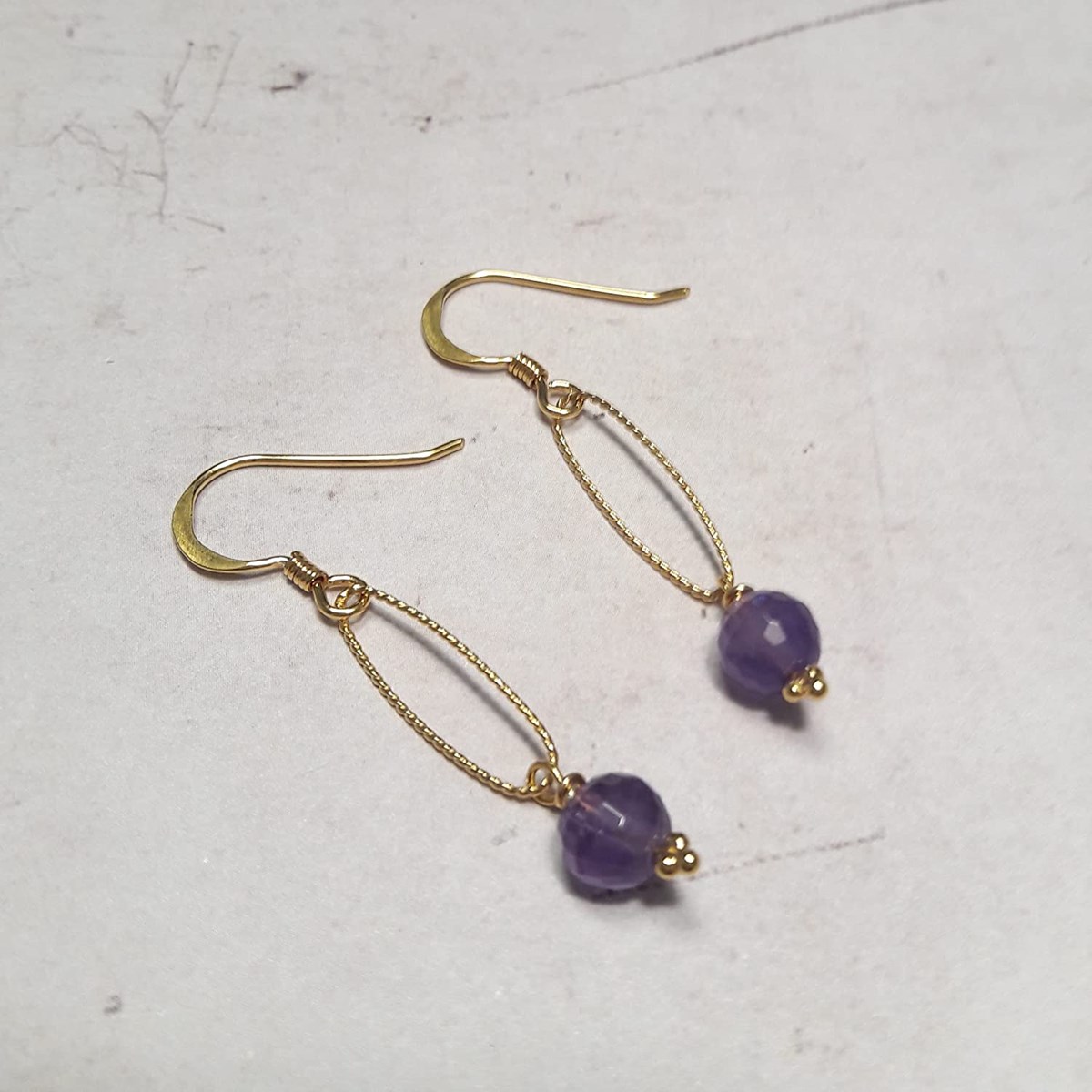 Boucles D'Oreilles Cunhatã Améthyste Argent Doré
