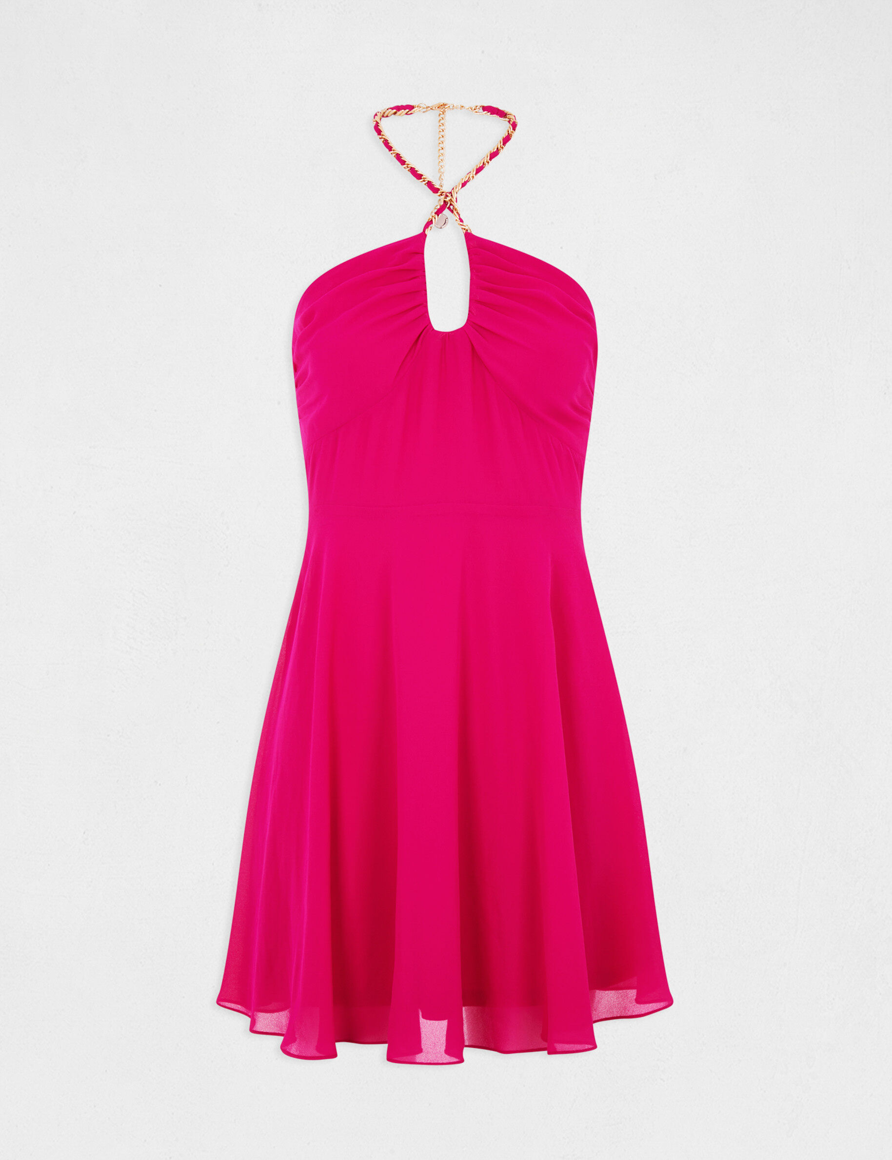 Robe trapèze avec col bustier rose fonce femme - rose_fonce