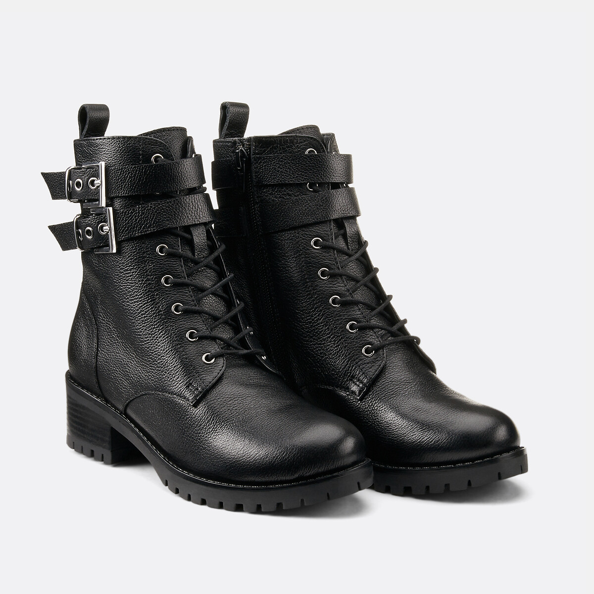 COSMOPARIS<br>Botas de tornozelo Davina em couro granulado, com cadarços