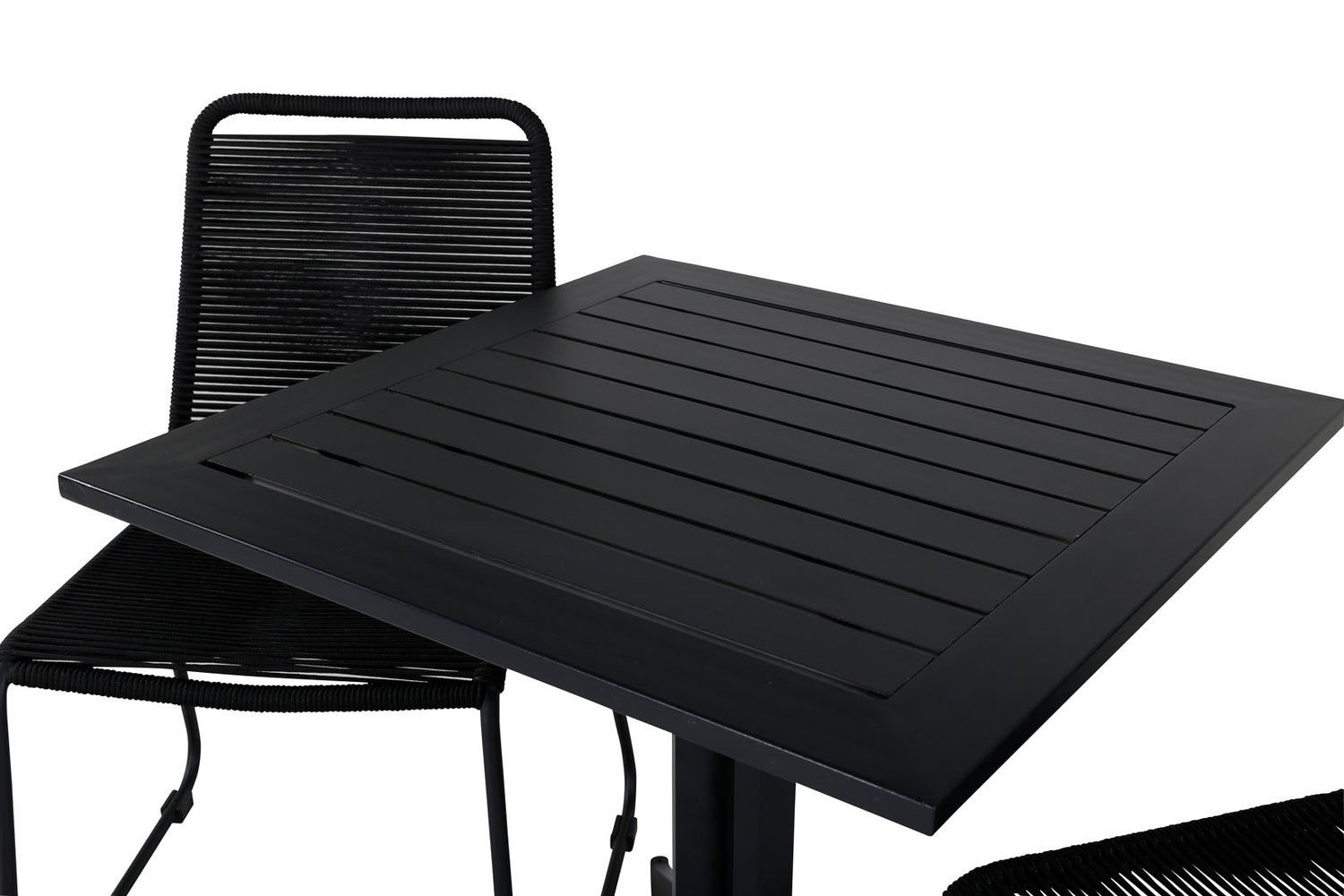 Tuinset Way, tafel 70x70cm en 2 stoelen, stabilS Lindos zwart. 70 x 70 x 72 cm