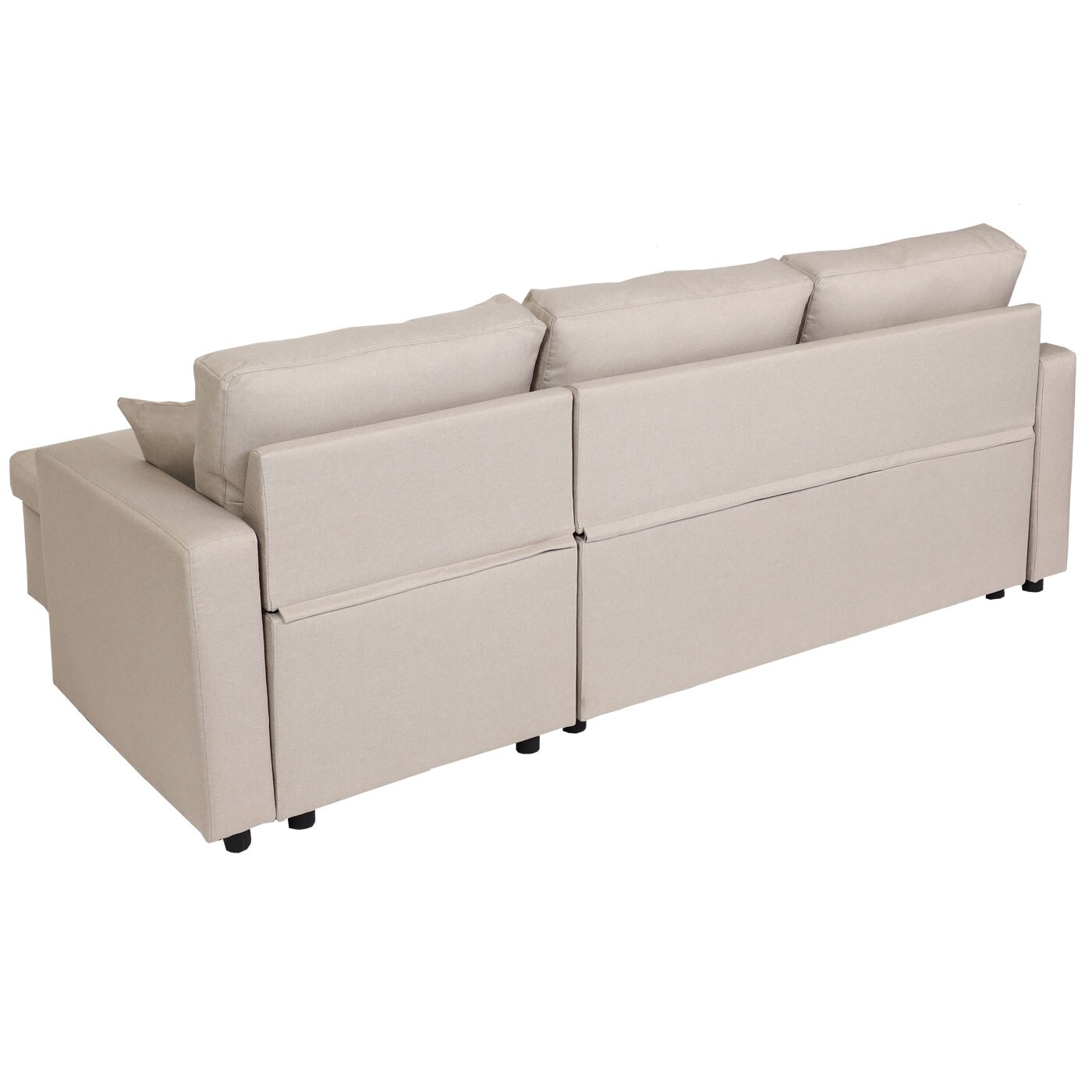 Ecksofa mit Bettkasten MCW-L17, Couch Sofa L-Form, Liegefläche Nosagfederung 228cm ~ beige