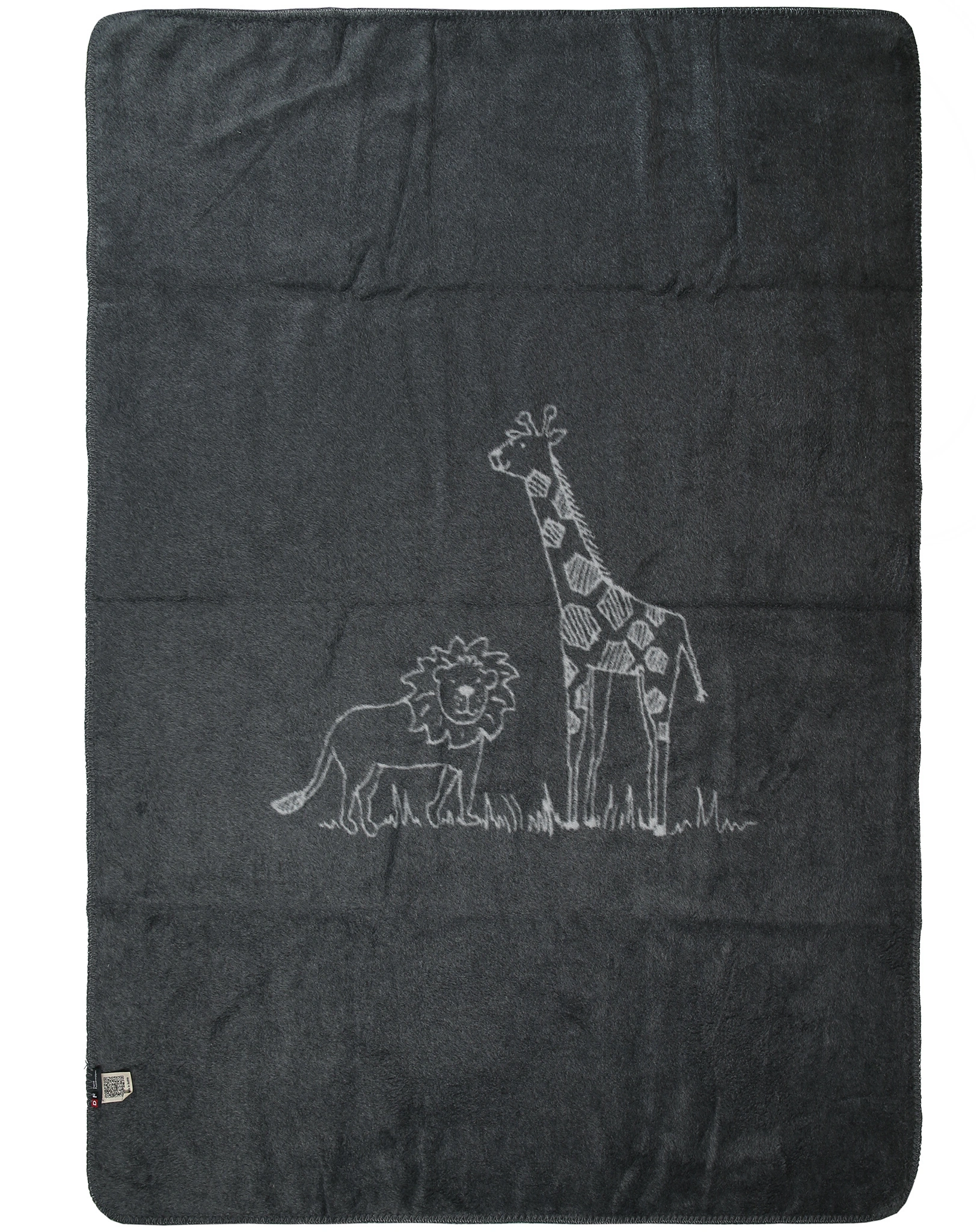 Kuscheldecke PANDA - GIRAFFE UND LÖWE (100x150) in grau